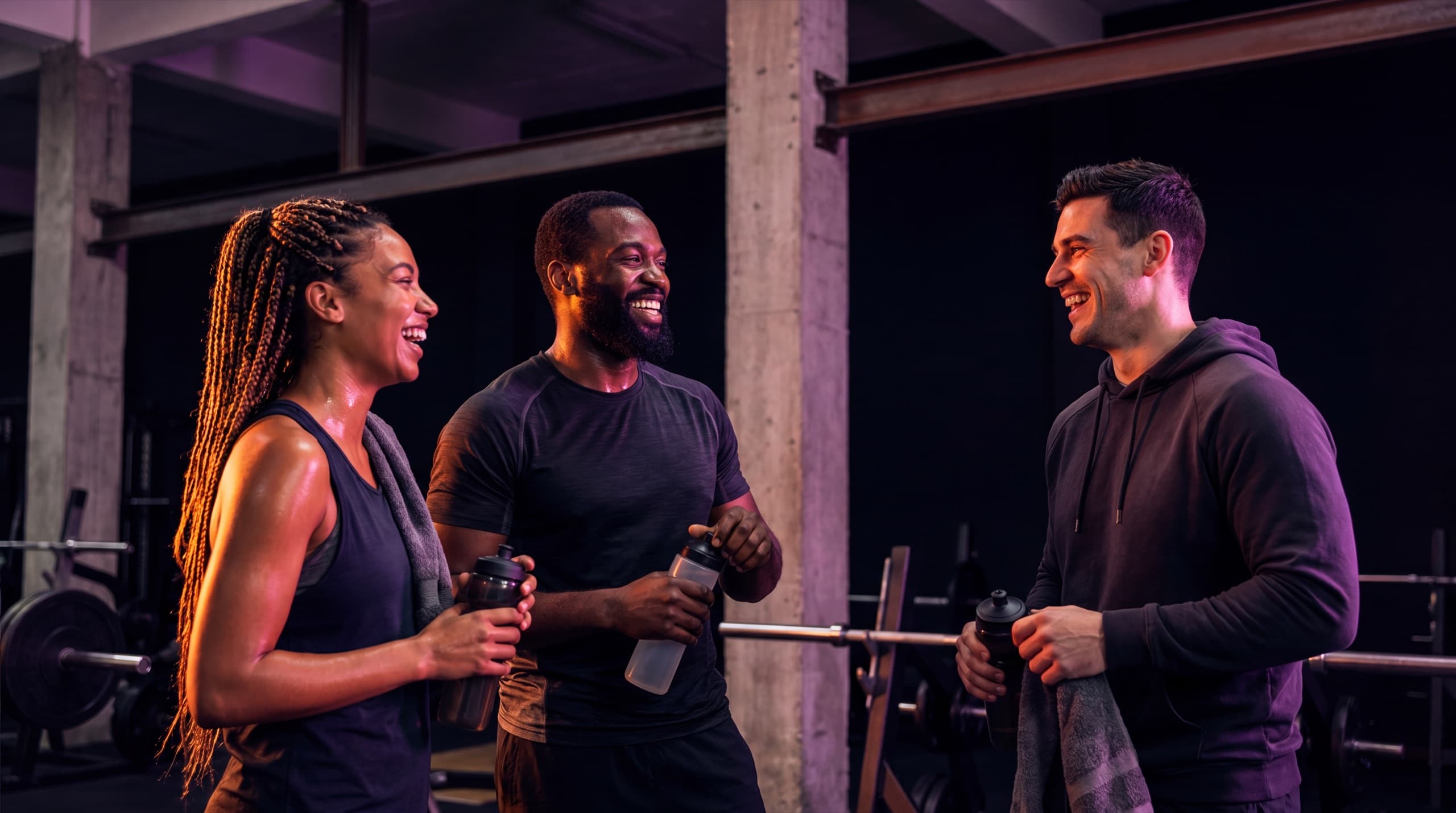 A group of athletes together in the gym